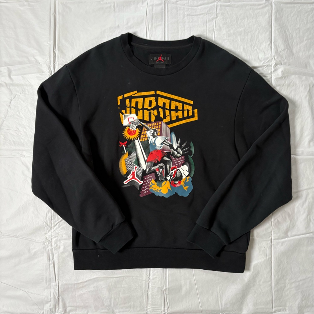 Jordan Black Crewneck with Red Logo